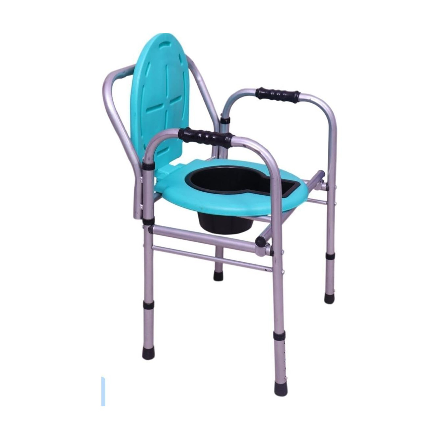 Image of BEDICIA Foldable Stainless Steel Shower Commode Chair with Pot Pregnant Women Commode Chair (Orange)