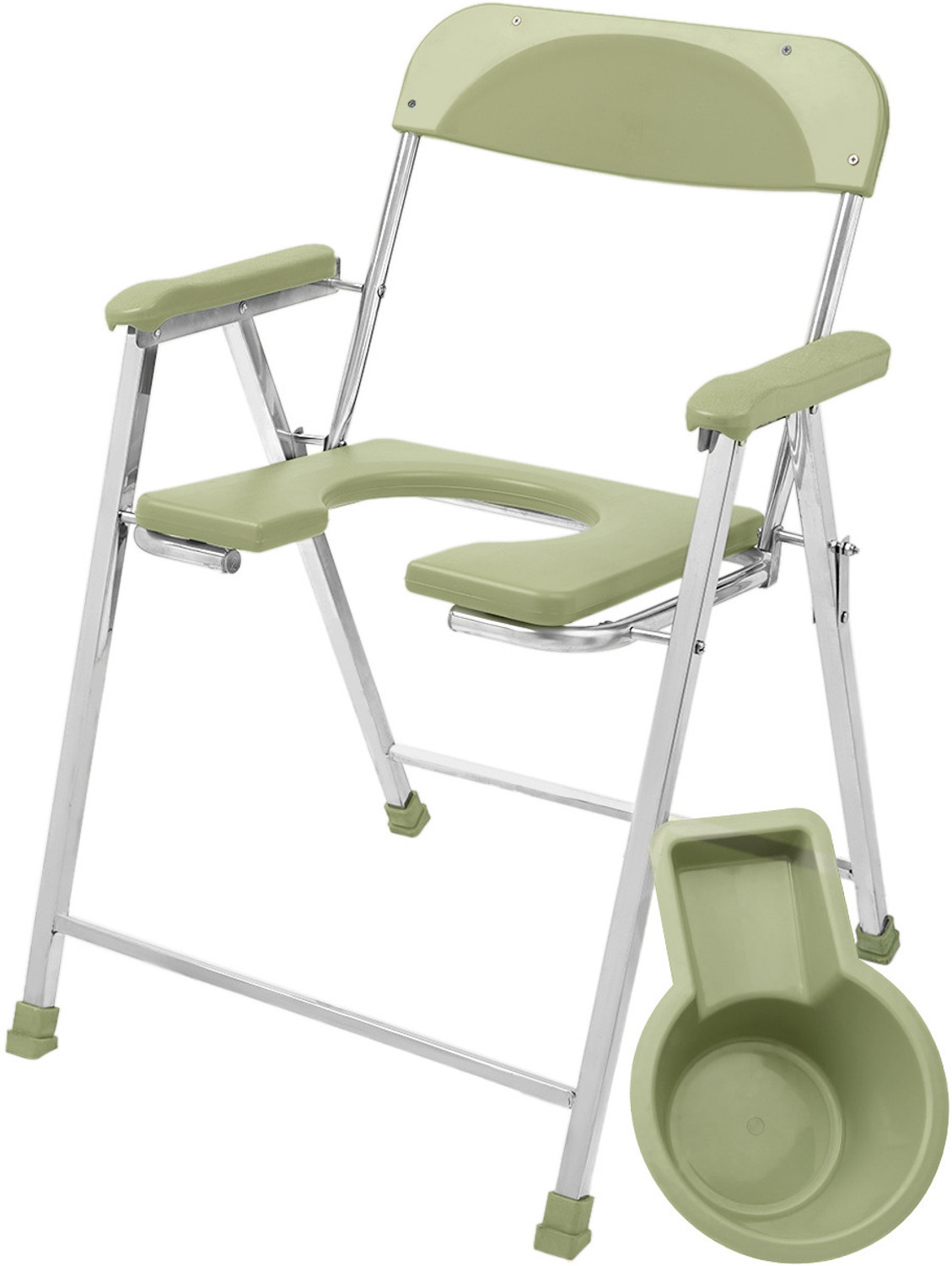 Image of coredeal Commode Chair for unisex /ADULT Comfortable Safe chair Commode Chair (Green, Silver)