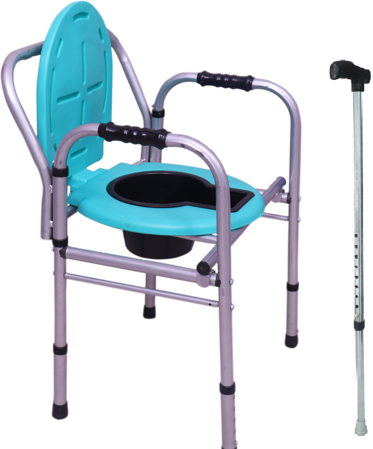 Image of coredeal Commode Chair for unisex /ADULT Comfortable Safe chair Commode Chair (Green, Silver)