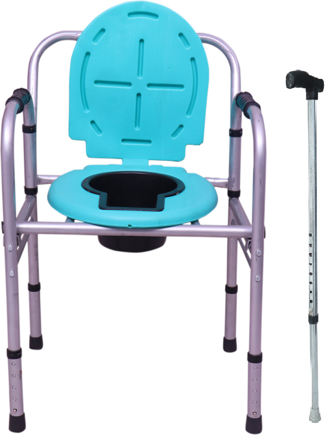 Image of coredeal Commode Chair for unisex /ADULT Comfortable Safe chair Commode Chair (Green, Silver)