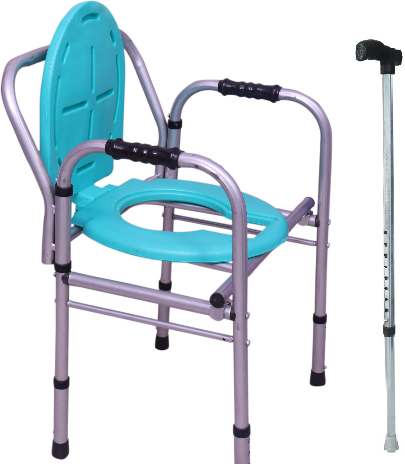 Image of coredeal Commode Chair for unisex /ADULT Comfortable Safe chair Commode Chair (Green, Silver)