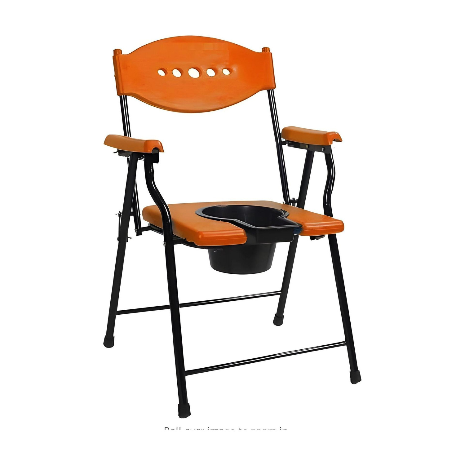 Image of BEDICIA Foldable Stainless Steel Shower Commode Chair with Pot Pregnant Women Commode Chair (Orange)