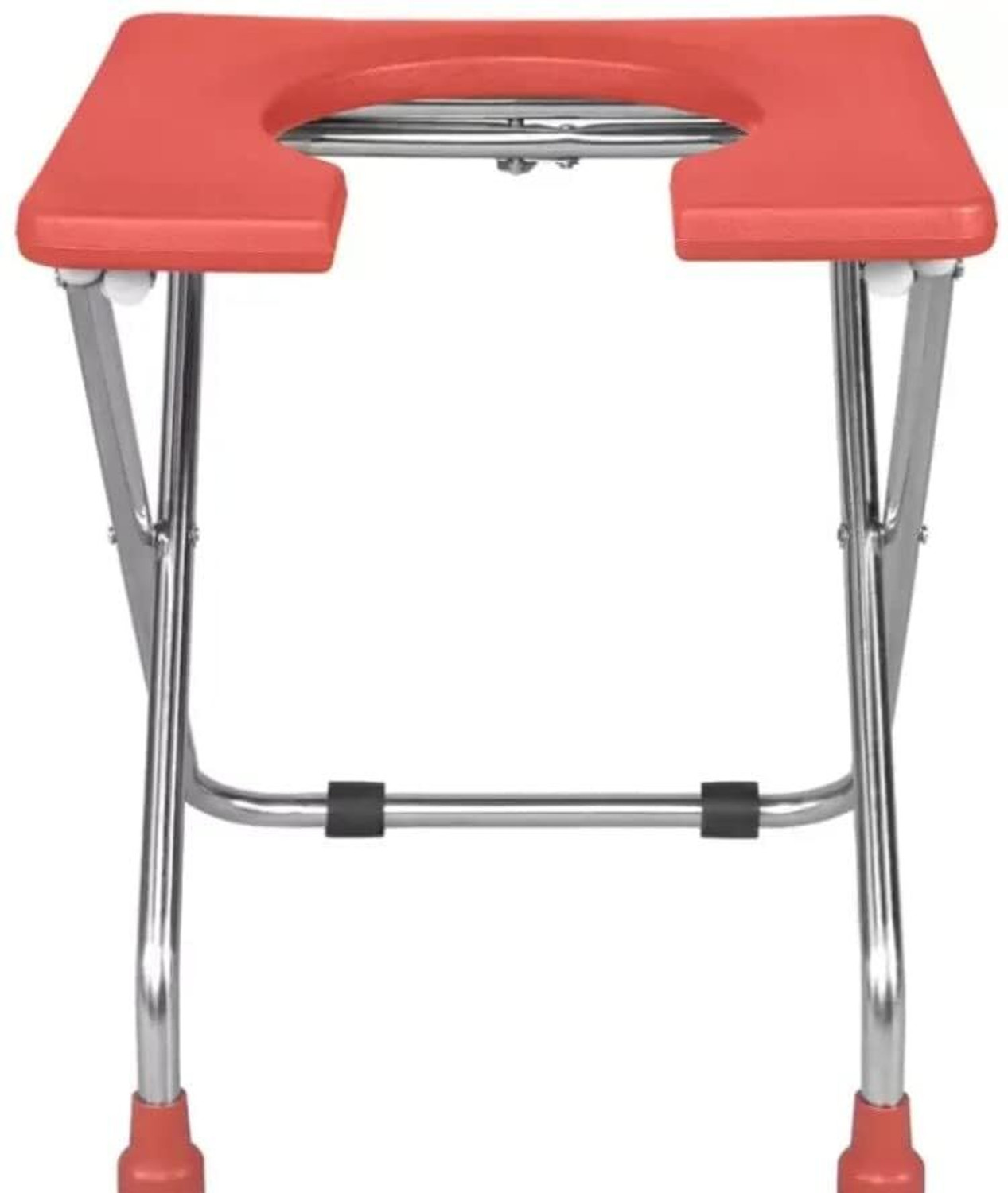 Image of BEDICIA Foldable Stainless Steel Shower Commode Chair with Pot Pregnant Women Commode Chair (Orange)