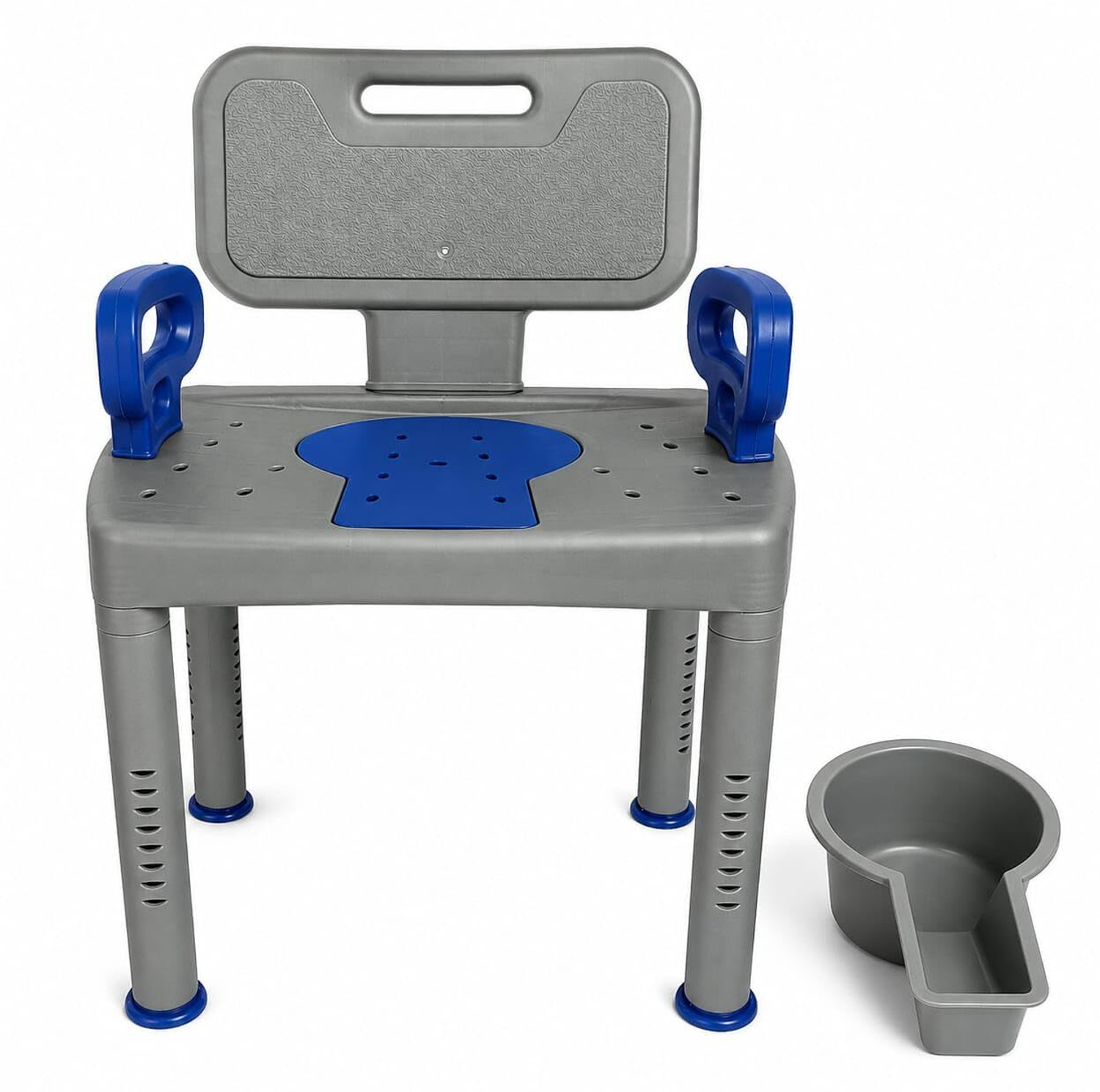 Image of BEDICIA Foldable Stainless Steel Shower Commode Chair with Pot Pregnant Women Commode Chair (Orange)