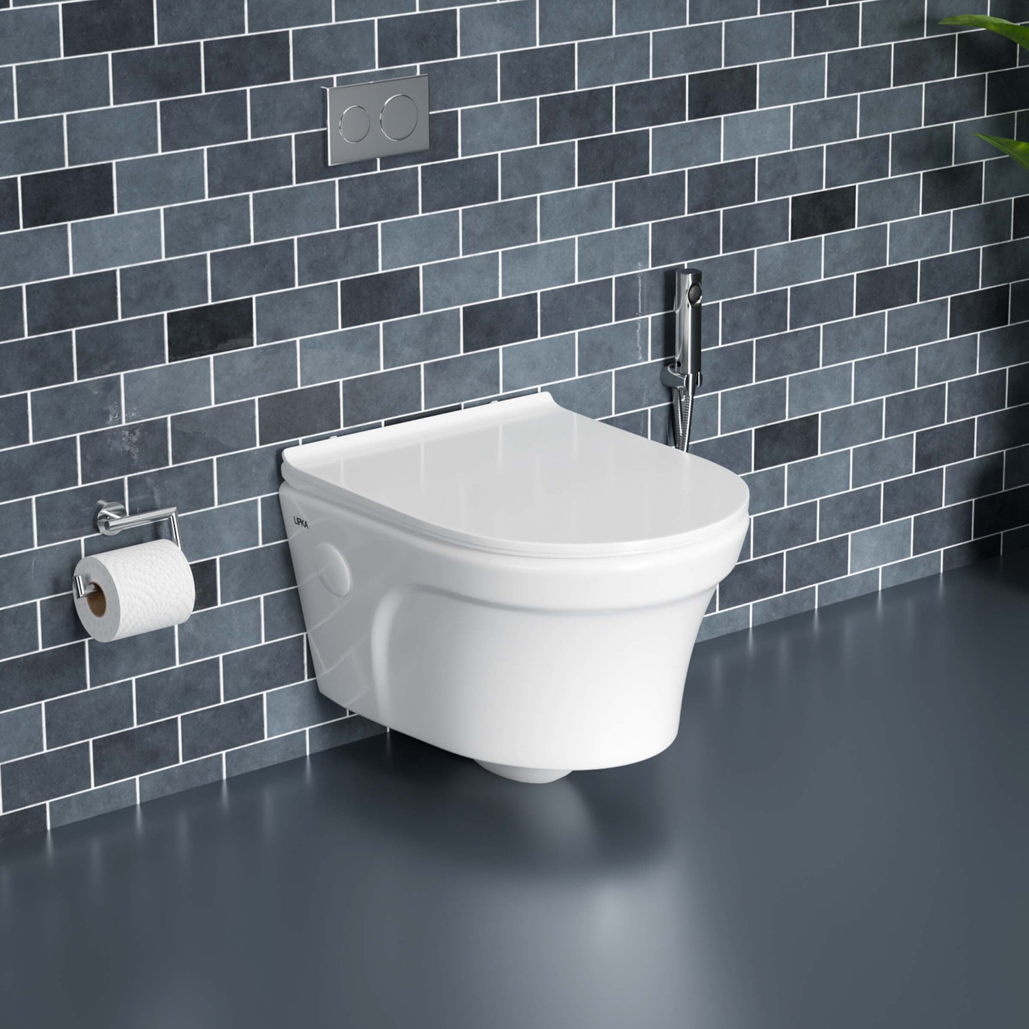 Image of BM BELMONTE Ceramic Wall Hung Rimless Western Toilet / Commode / Water Closet / EWC Crenza with Soft Close Slim Seat Cover 51cm x 36cm x 34cm Western Commode (White)