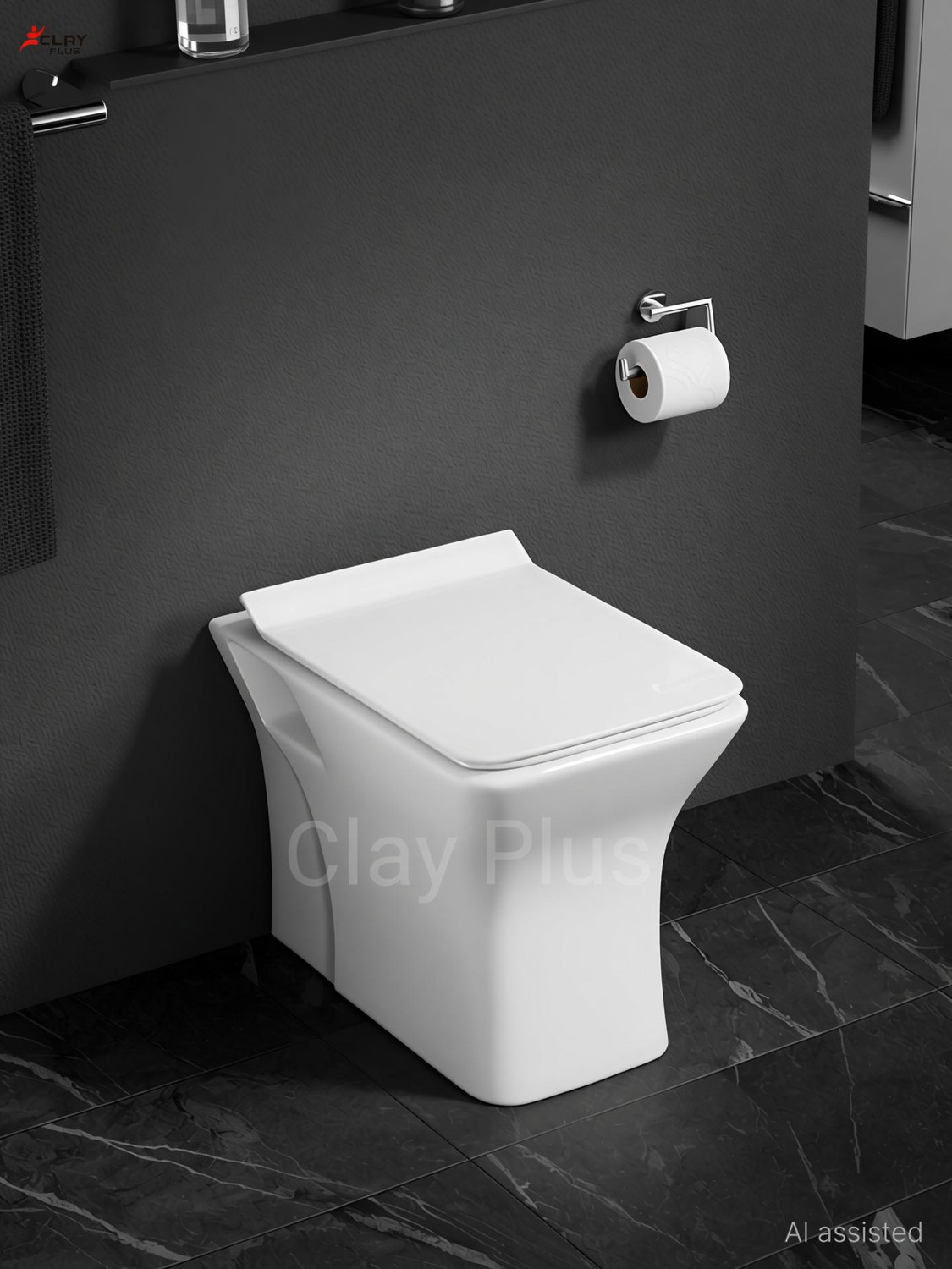 Image of BM BELMONTE Ceramic Wall Hung Rimless Western Toilet / Commode / Water Closet / EWC Crenza with Soft Close Slim Seat Cover 51cm x 36cm x 34cm Western Commode (White)