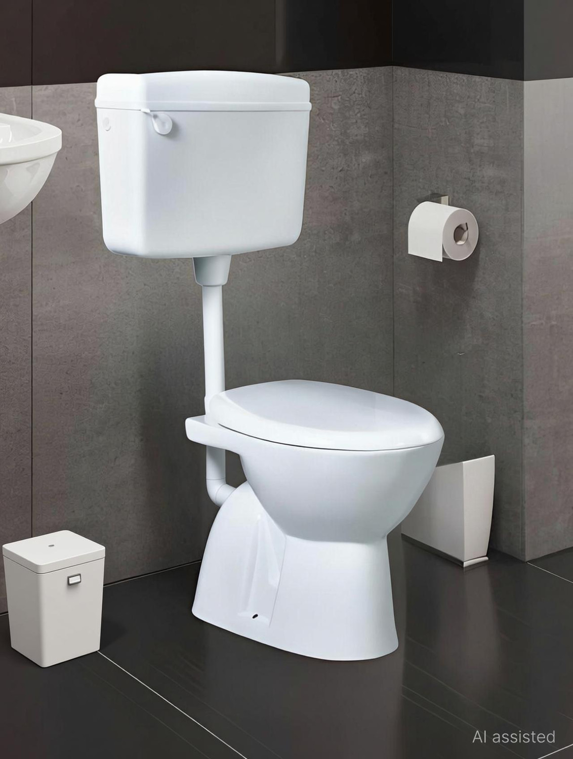 Image of Glexero Premium Quality Super White Ceramic Commode With Stylish Flush Tank Floor Mounted S Trap Toilet Western Commode (White)