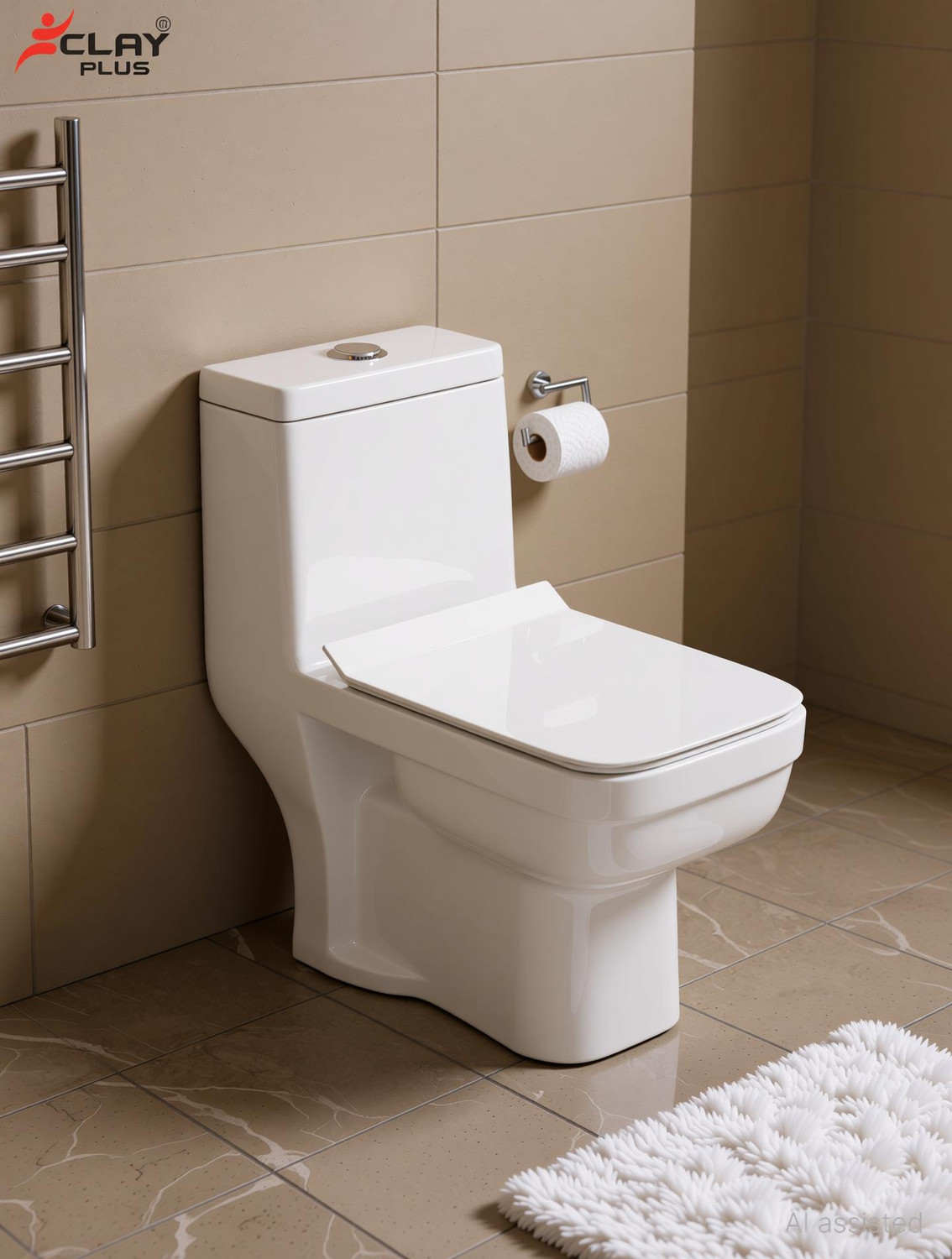 Image of BM BELMONTE Ceramic Wall Hung Rimless Western Toilet / Commode / Water Closet / EWC Crenza with Soft Close Slim Seat Cover 51cm x 36cm x 34cm Western Commode (White)