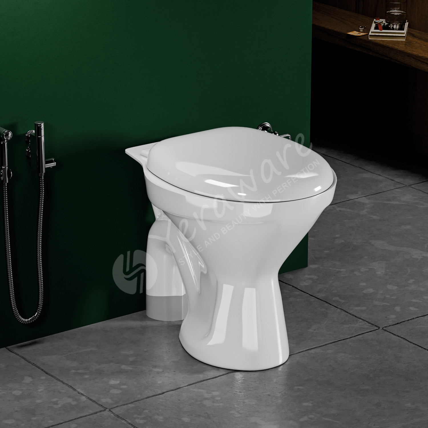 Image of Glexero Premium Quality Super White Ceramic Commode With Stylish Flush Tank Floor Mounted S Trap Toilet Western Commode (White)