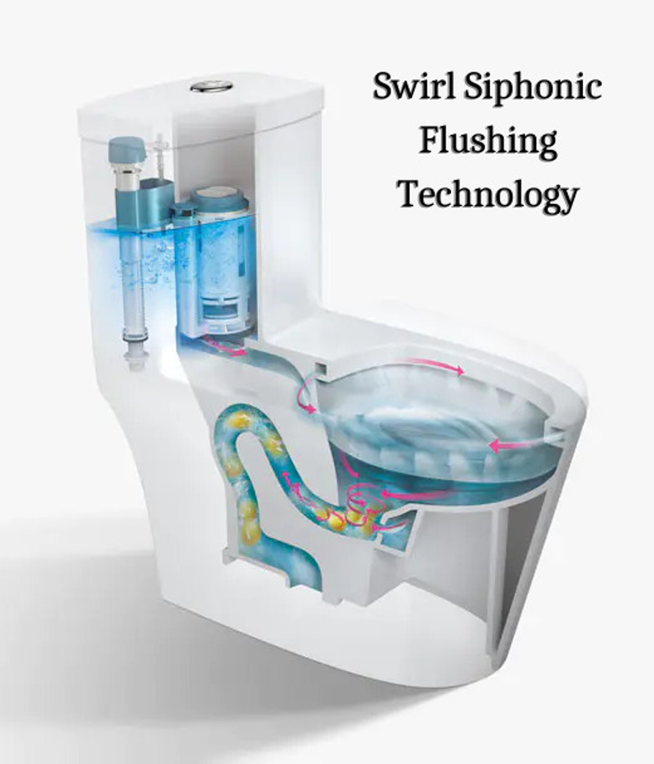 Image of Bleu Bathware Fantom / S Trap 22cm Floor Mount / Rimless / 5D Swirl Siphonic Silent Flush / EWC / Toilet / Western Commode (Super White - High Glossy)