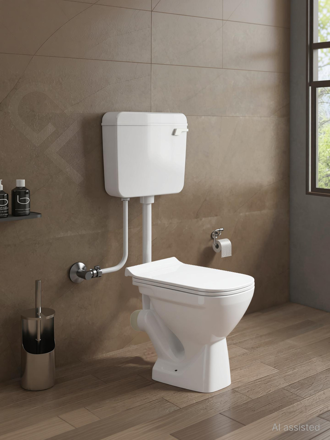 Image of Glexero Premium Quality Super White Ceramic Commode With Stylish Flush Tank Floor Mounted S Trap Toilet Western Commode (White)