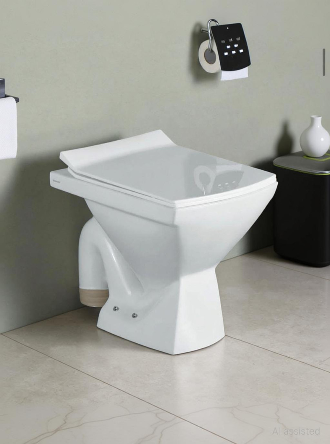 Image of Glexero Premium Quality Super White Ceramic Commode With Stylish Flush Tank Floor Mounted S Trap Toilet Western Commode (White)
