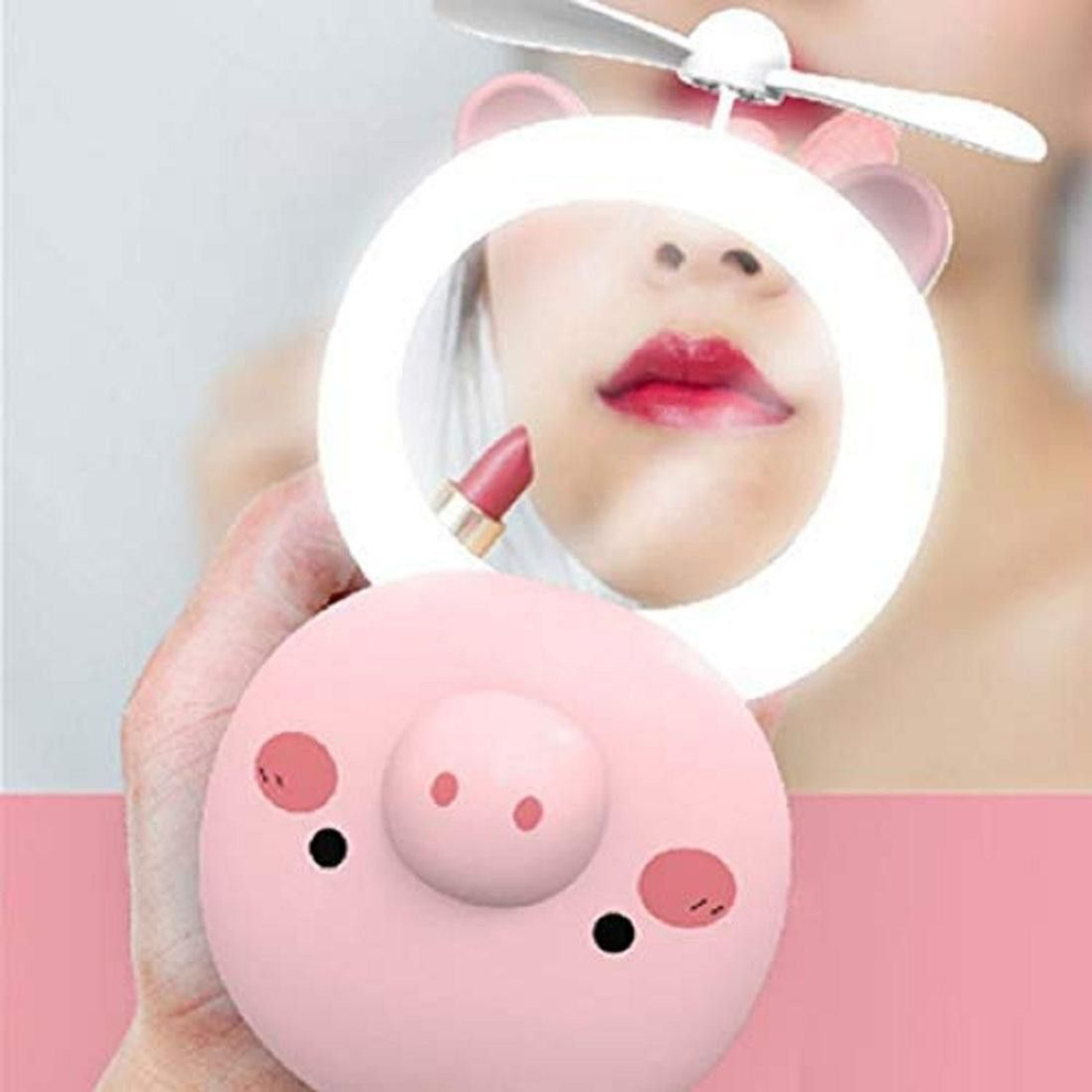 Image of BONSTELLA Pink Butterfly Pocket Mirror with Floral and Gem Design