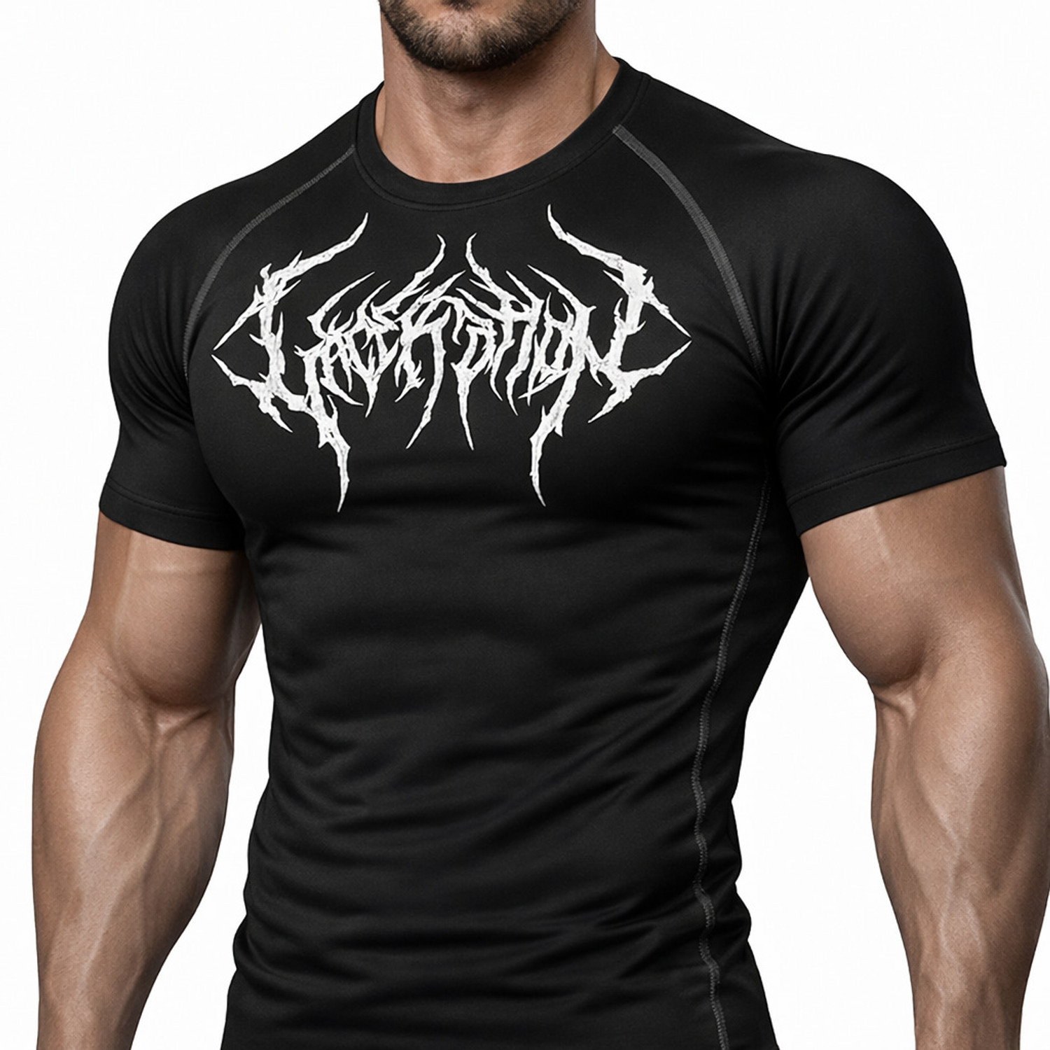Image of HouseOfCommon Men Solid Round Neck Nylon Black T-Shirt