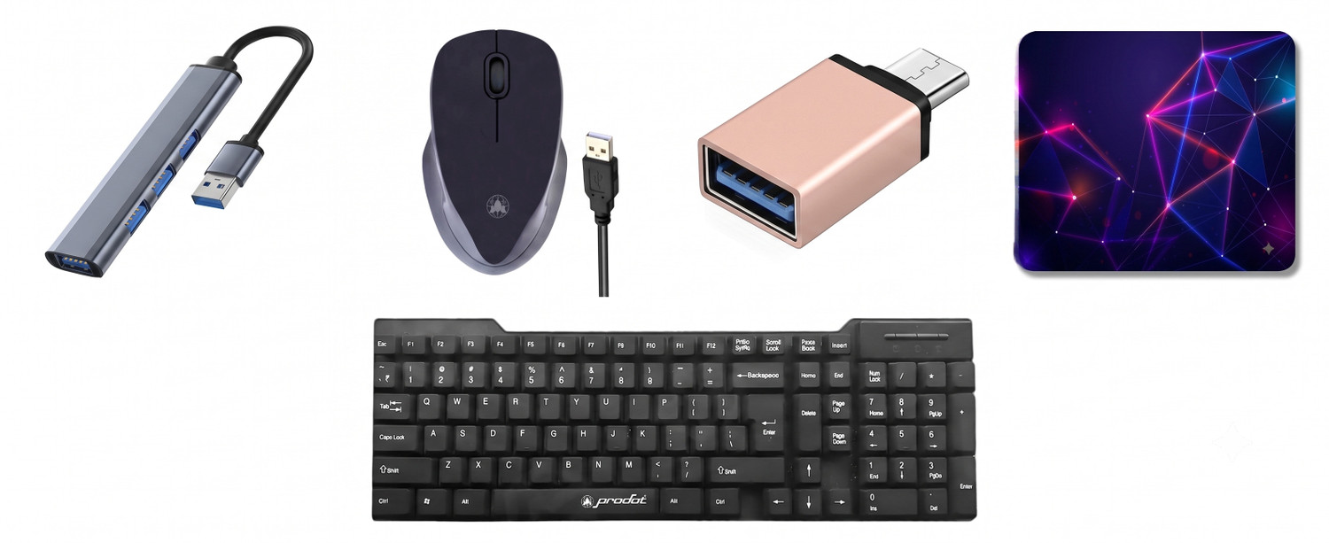 PRODOT USB Keyboard & Mouse with 4-Port USB 3.0 Hub - Image 1
