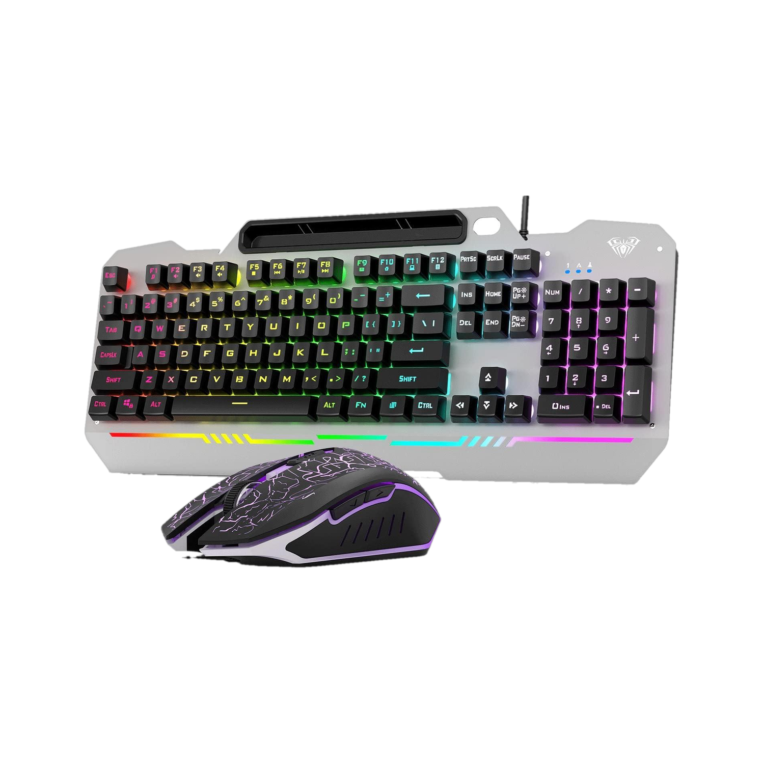 Image of Aula T102 Membrane Gaming Keyboard and Mouse Combo | Wired USB Standard Gaming Keyboard Compatible with Desktop, Laptop, Mac (Black Panel | Black Keycaps)