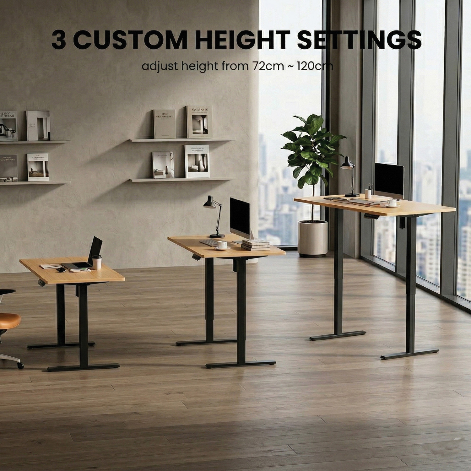 Image of Hepox Studio Electric height adjustable desk frame Only Metal Computer Desk (Straight, Finish Color - Black, DIY(Do-It-Yourself))