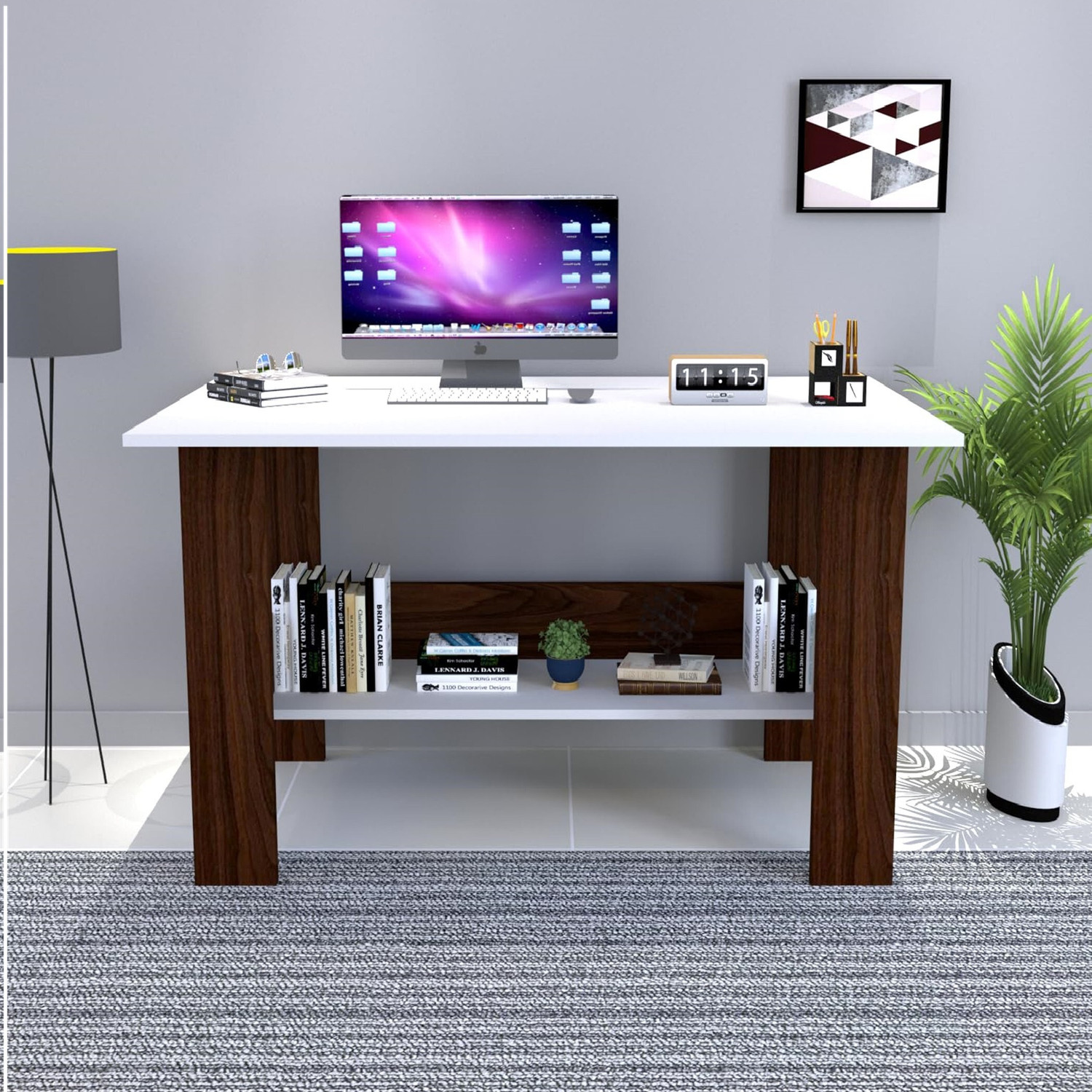 Image of PEDPIX Compact Computer Desk for Home Office | Modern Study & Work Table with Storage Engineered Wood Computer Desk (L-shaped, Finish Color - Black, DIY(Do-It-Yourself))
