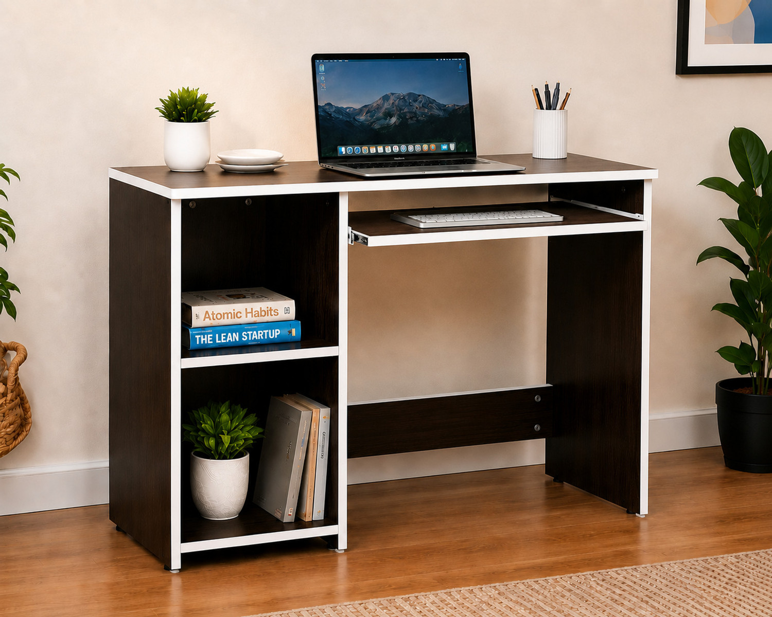 Image of mpm international Engineered Wood Computer Desk (Straight, Finish Color - Black, DIY(Do-It-Yourself))