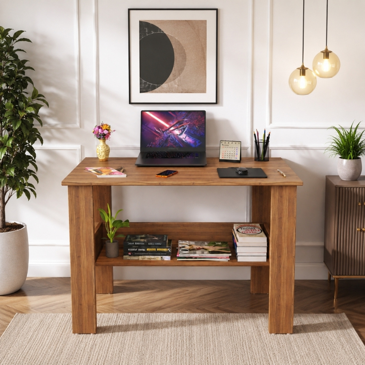 Image of DST CRAFT Engineered Wood Multipurpose Table (Free Standing, Finish Color - White, DIY(Do-It-Yourself))
