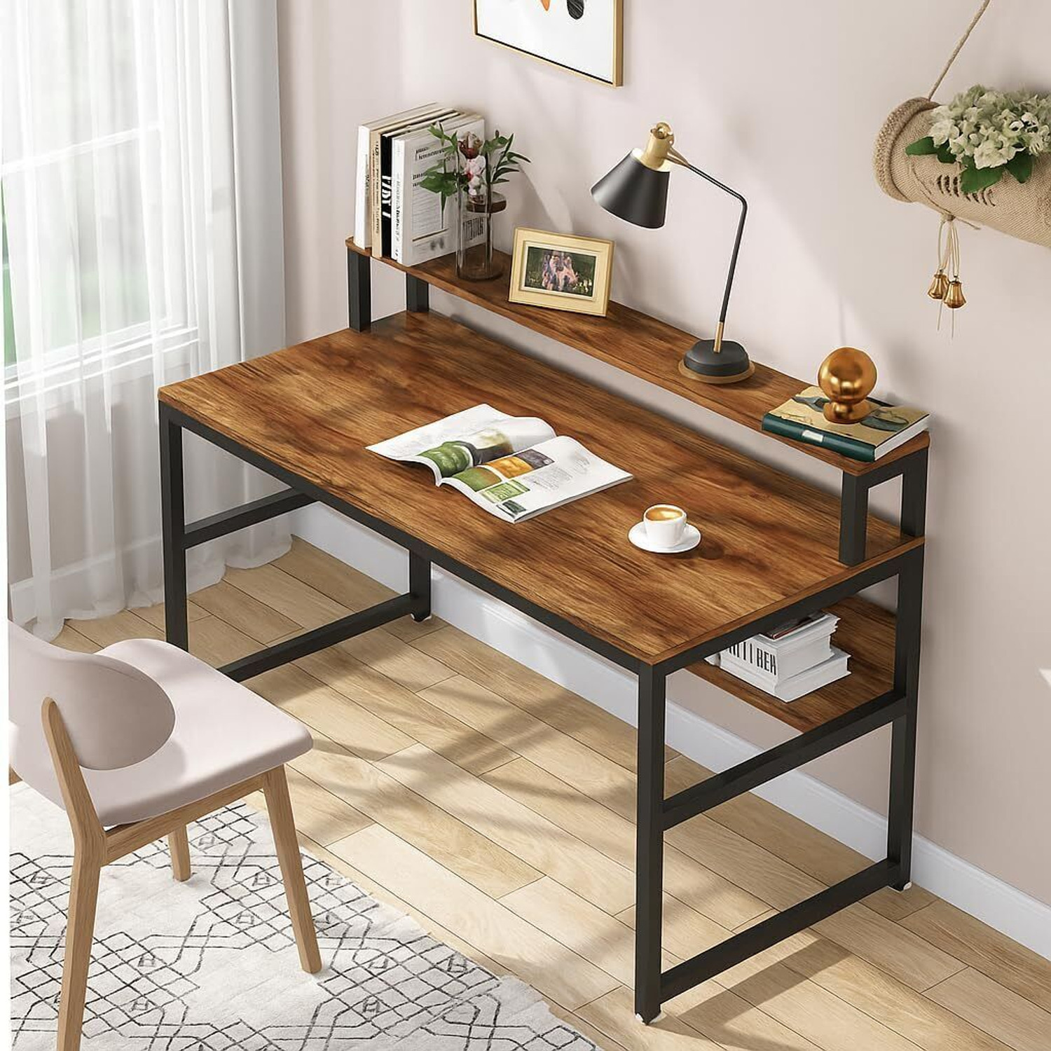 Image of mpm international Engineered Wood Computer Desk (Straight, Finish Color - Black, DIY(Do-It-Yourself))