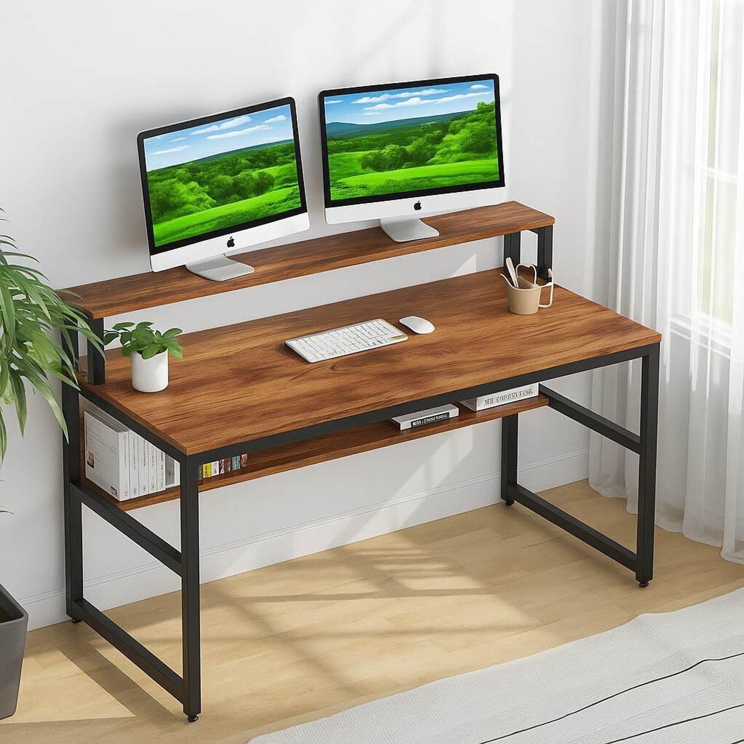 Image of mpm international Engineered Wood Computer Desk (Straight, Finish Color - Black, DIY(Do-It-Yourself))