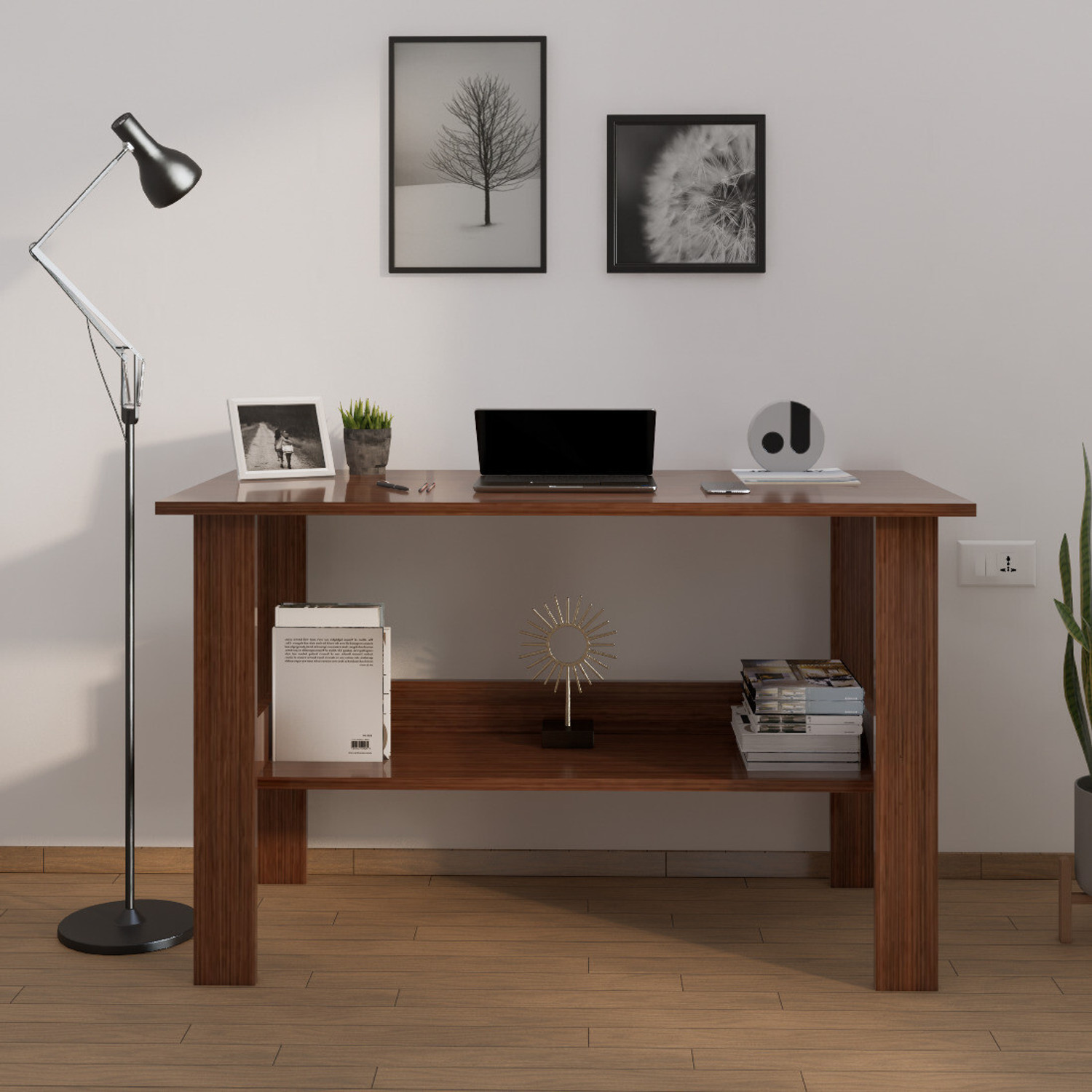 Image of PEDPIX Compact Computer Desk for Home Office | Modern Study & Work Table with Storage Engineered Wood Computer Desk (L-shaped, Finish Color - Black, DIY(Do-It-Yourself))