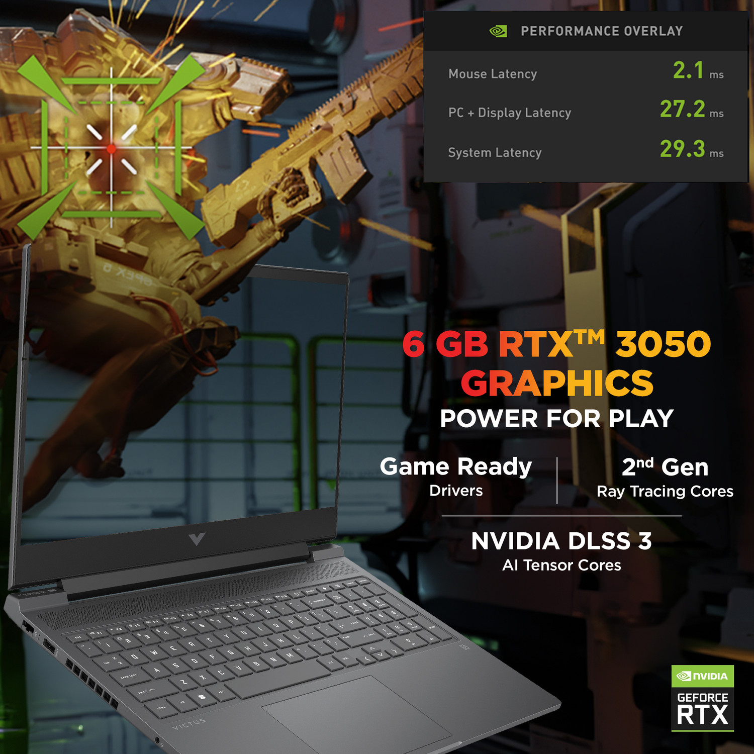 Image of HP Victus Intel Core i5 14th Gen 14450HX - (16 GB /512 GB SSD /Windows 11 Home /6 GB Graphics /NVIDIA GeForce RTX 3050) 16-r1705TX Gaming Laptop (16.1 Inch, Mica Silver, Black Chrome Logo, 2.31 Kg, With MS Office)