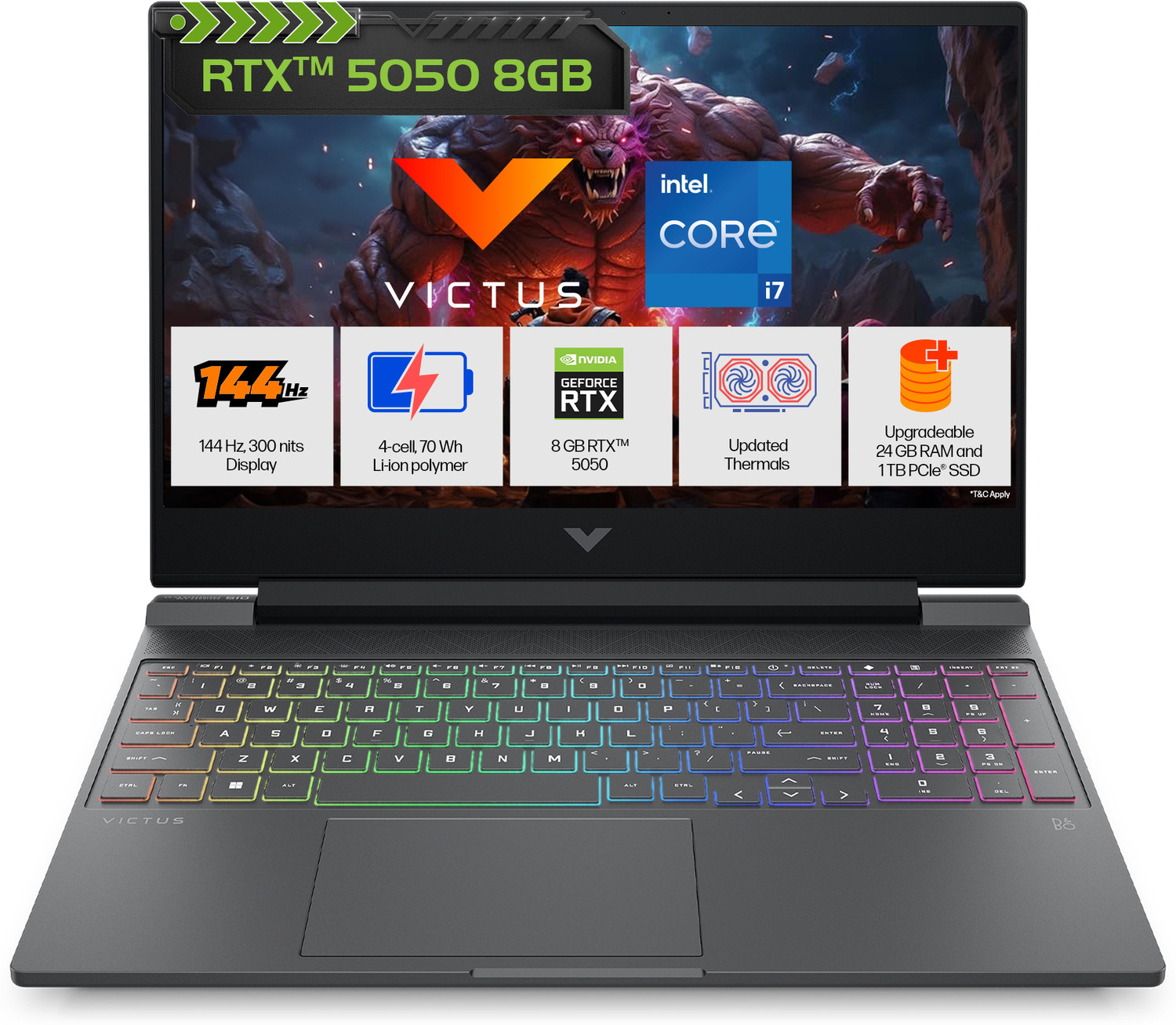 Image of HP Victus Intel Core i5 14th Gen 14450HX - (16 GB /512 GB SSD /Windows 11 Home /6 GB Graphics /NVIDIA GeForce RTX 3050) 16-r1705TX Gaming Laptop (16.1 Inch, Mica Silver, Black Chrome Logo, 2.31 Kg, With MS Office)