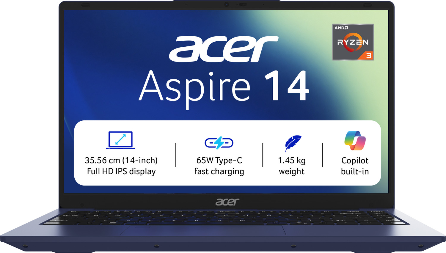 Acer Aspire14 AMD Ryzen 3 3200U - (8 GB/256 GB SSD/Windows 11 Home) AS14-39 Notebook (14 inch, Dark Blue) - Image 1
