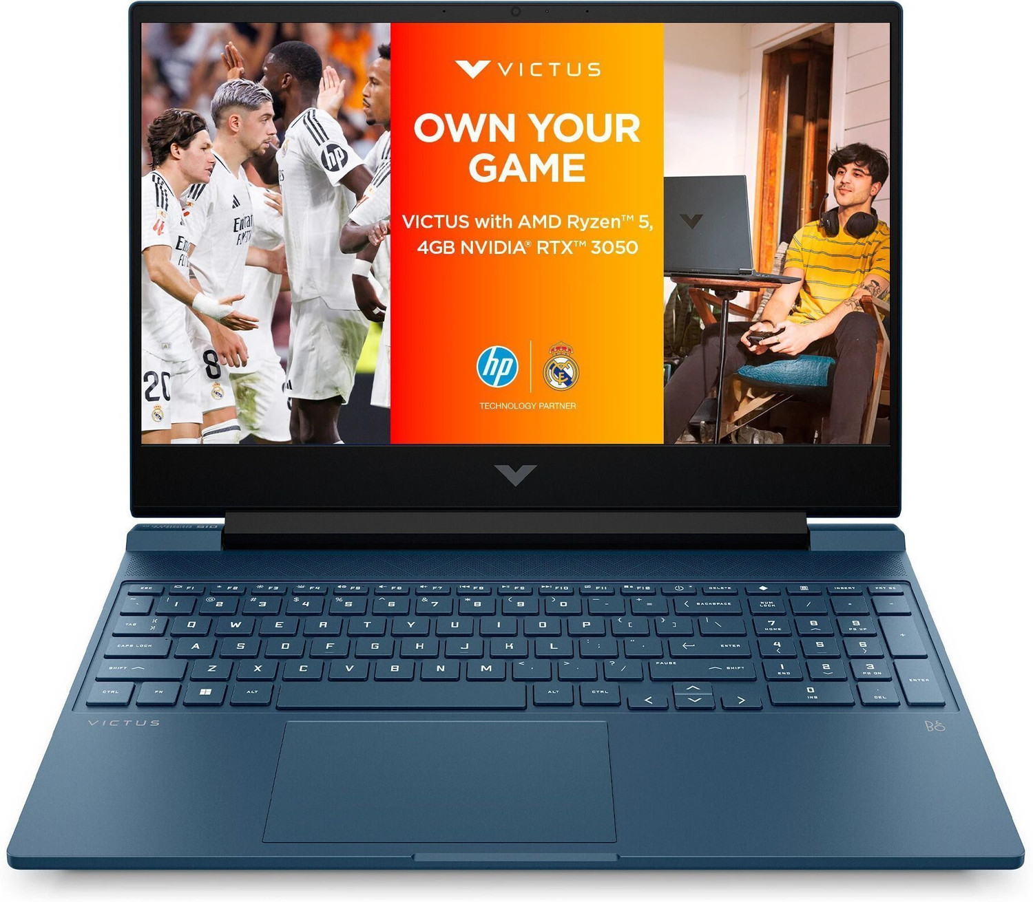Image of HP Victus 15 {2026} AMD Ryzen 5 Hexa Core 8645HS - (16 GB /512 GB SSD /Windows 11 Home /6 GB Graphics /NVIDIA GeForce RTX 3050) 15-fb3011AX Gaming Laptop (15.6 inch, Performance Blue, 2.29 kg, With MS Office)
