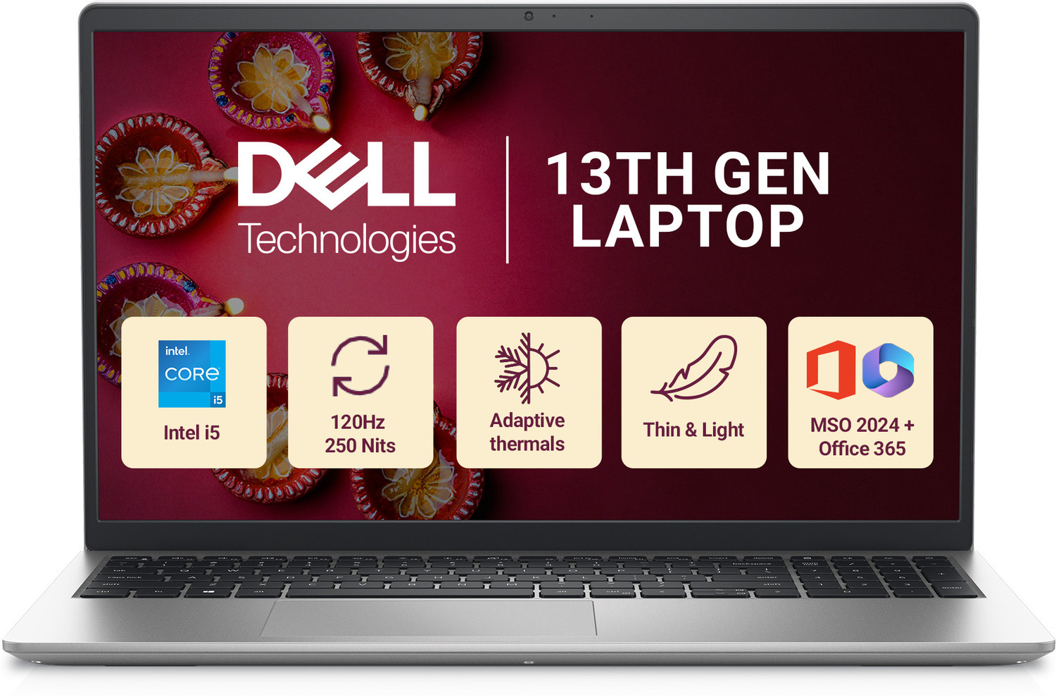 Image of DELL Inspiron 15 MSO'24- Silver Intel Core i5 13th Gen 1334U - (16 GB /512 GB SSD /Windows 11 Home) 3530 Thin and Light Laptop (15.6 Inch, Silver, 1.62 kg, With MS Office)