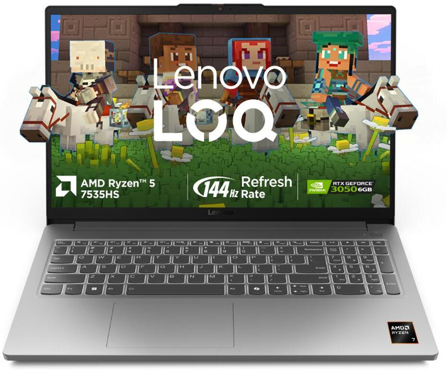 Lenovo LOQ Essential AMD Ryzen 5 Hexa Core 7535HS - (16 GB/512 GB SSD/Windows 11 Home/6 GB Graphics/NVIDIA GeForce RTX 3050) LOQ 15ARP10E Gaming Laptop (15.6 inch, Luna Grey, 1.8 kg, With MS Office) - Image 1