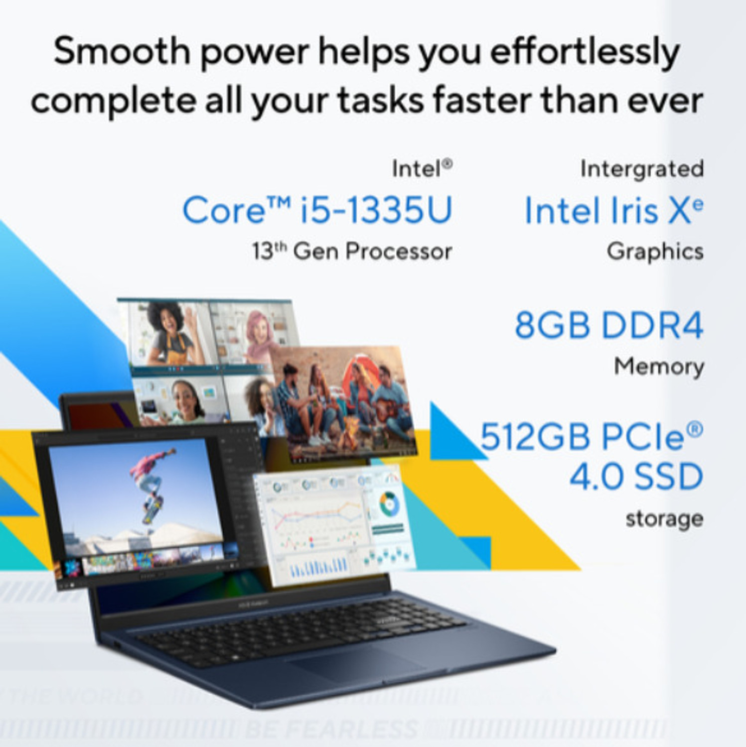 Image of ASUS VIvobook 15 Intel Core i5 13th Gen - (8 GB /512 GB SSD /Windows 11 Home) X1504VA-NJ523WS Thin and Light Laptop (15.6 inch, Quiet Blue, With MS Office)