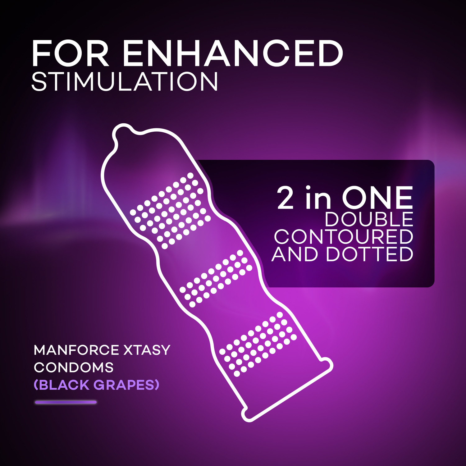 Image of MANFORCE 3 in 1 (Ribbed, Contour, Dotted) Wild Black Grapes Flavoured Condoms- 10 Pieces x Pack of 3 Condom (Set of 3, 30 Sheets)