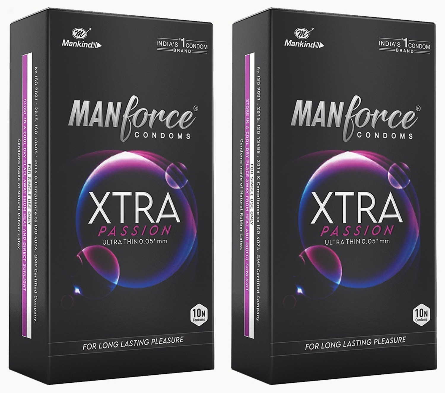 Image of MANFORCE 3 in 1 (Ribbed, Contour, Dotted) Wild Black Grapes Flavoured Condoms- 10 Pieces x Pack of 3 Condom (Set of 3, 30 Sheets)