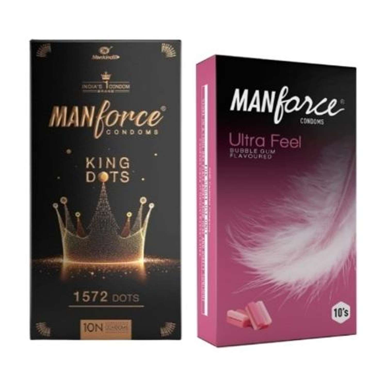 Image of MANFORCE Extra Dotted Litchi Flavoured Condoms - 10 Pieces & Premium Hotdots Belgian Chocolate Condoms with Bigger Dots - 10 Pieces Condom (Set of 2, 20 Sheets)