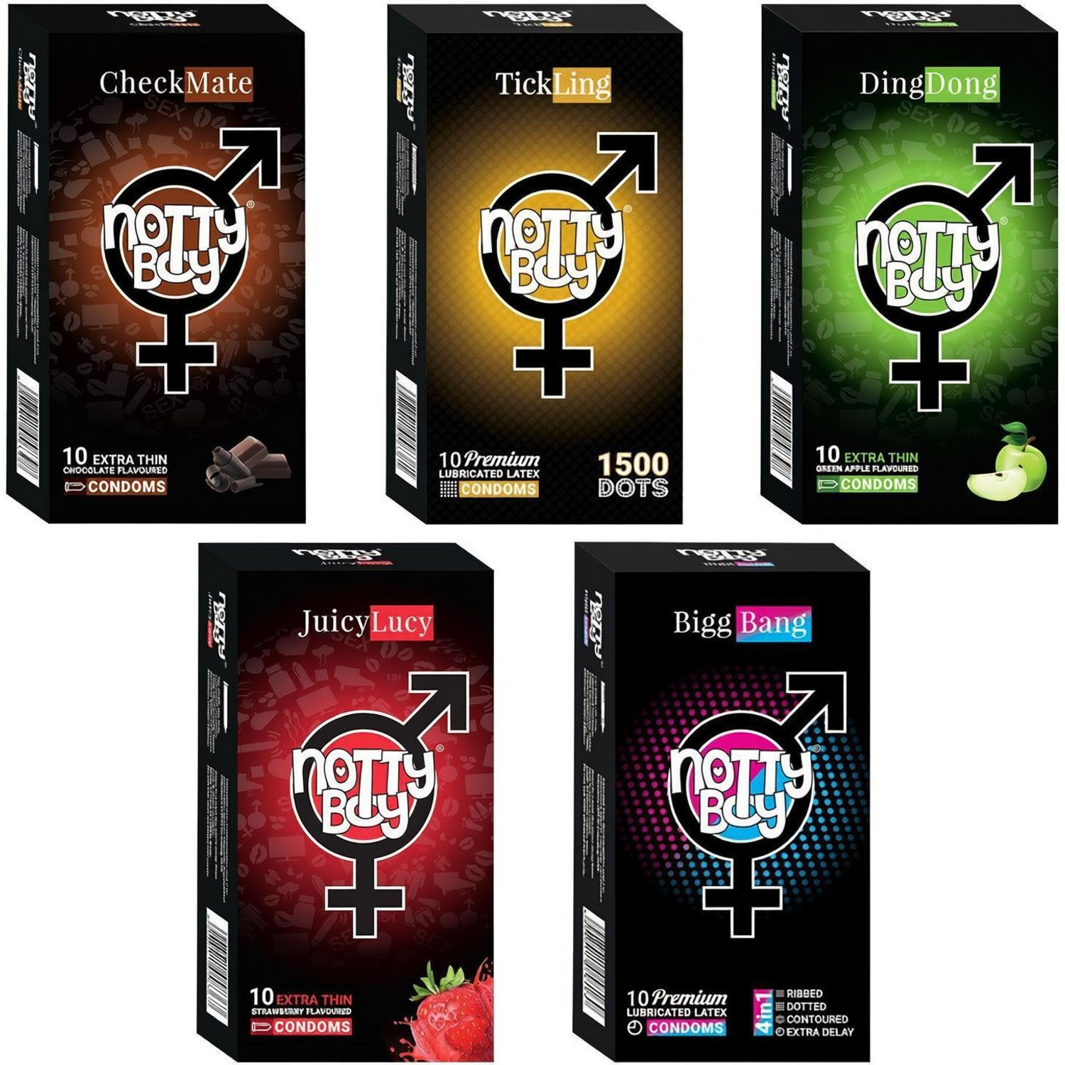 Image of NottyBoy Ultra Ribs Extra Ribbed Condom (Set of 10, 100 Sheets)