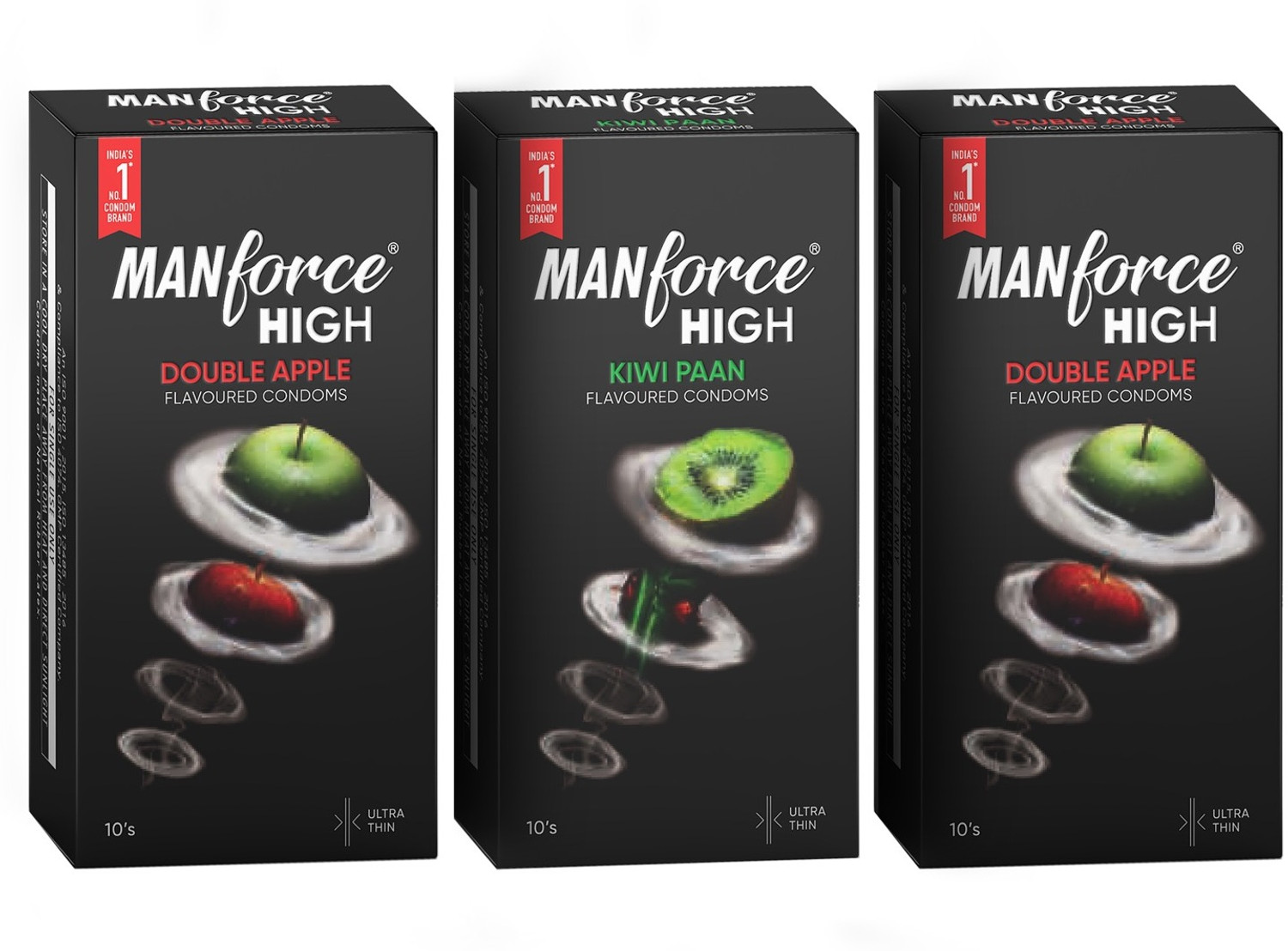 Image of MANFORCE Premium Hotdots Belgian Chocolate Condoms with Bigger Dots - 10 Pieces x Pack of 3 Condom (Set of 3, 30 Sheets)
