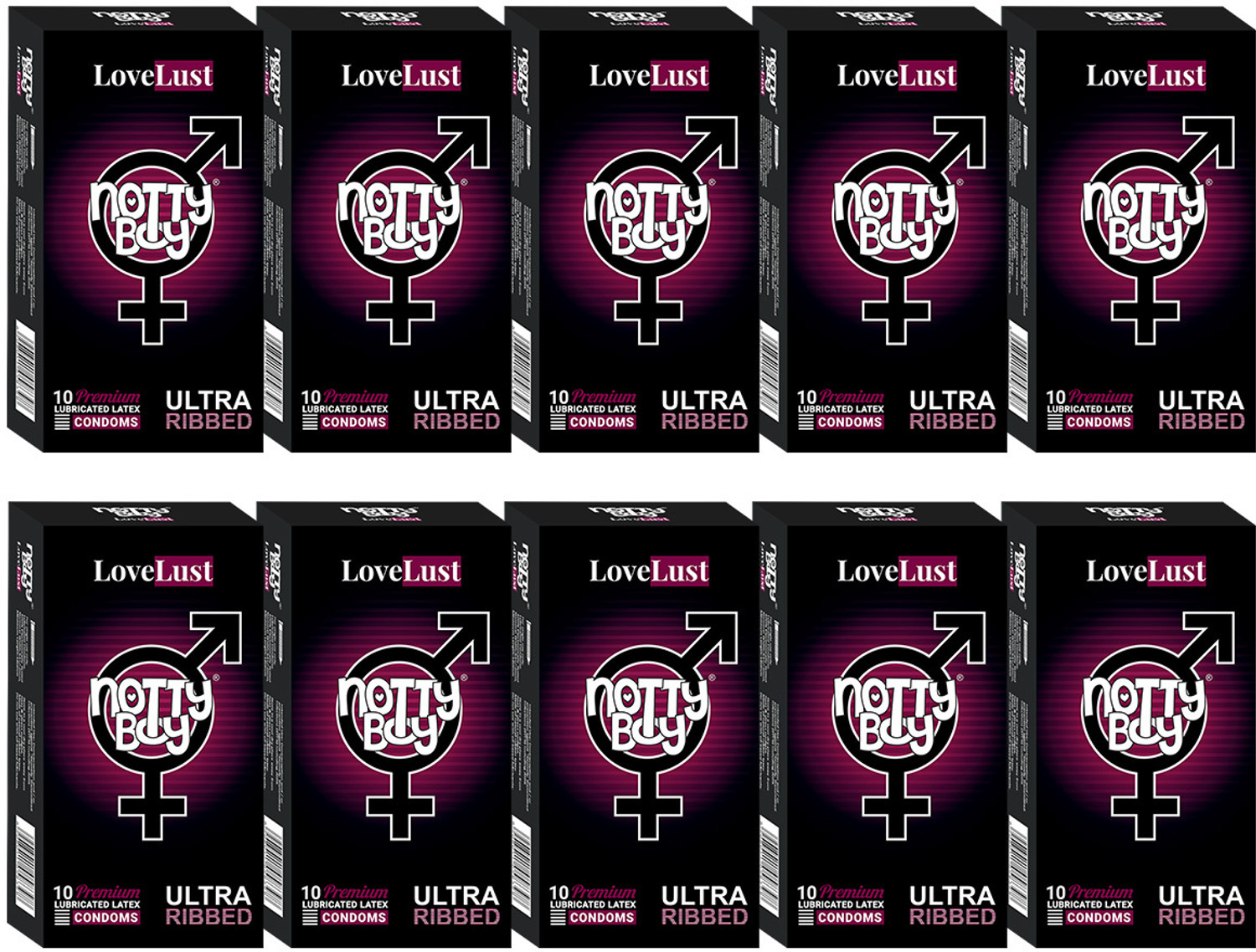 Image of NottyBoy Ultra Ribs Extra Ribbed Condom (Set of 10, 100 Sheets)