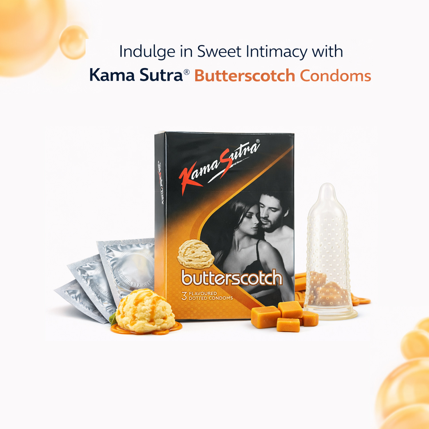 Image of Kamasutra Butterscotch Condoms (3N Pack) Condom (3 Sheets)