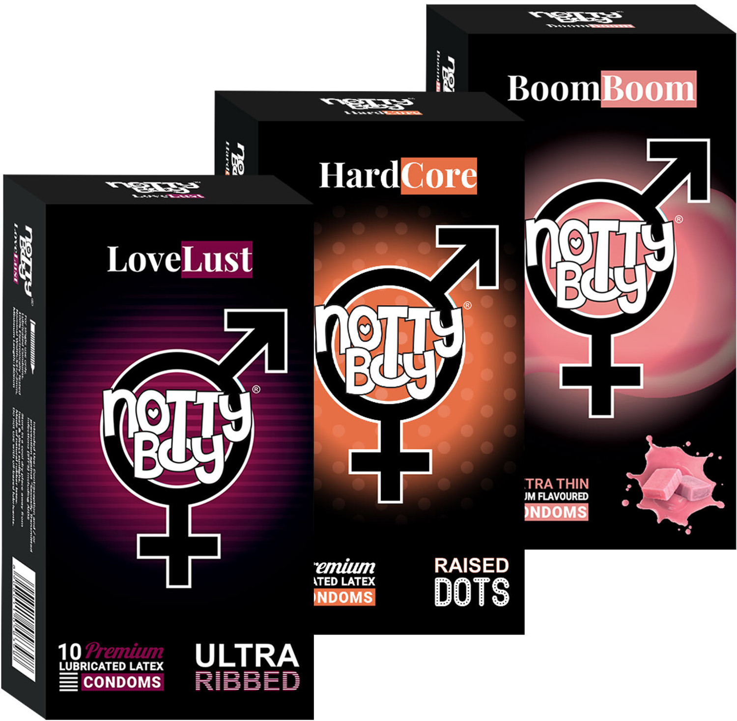 Image of NottyBoy Ultra Ribs Extra Ribbed Condom (Set of 10, 100 Sheets)