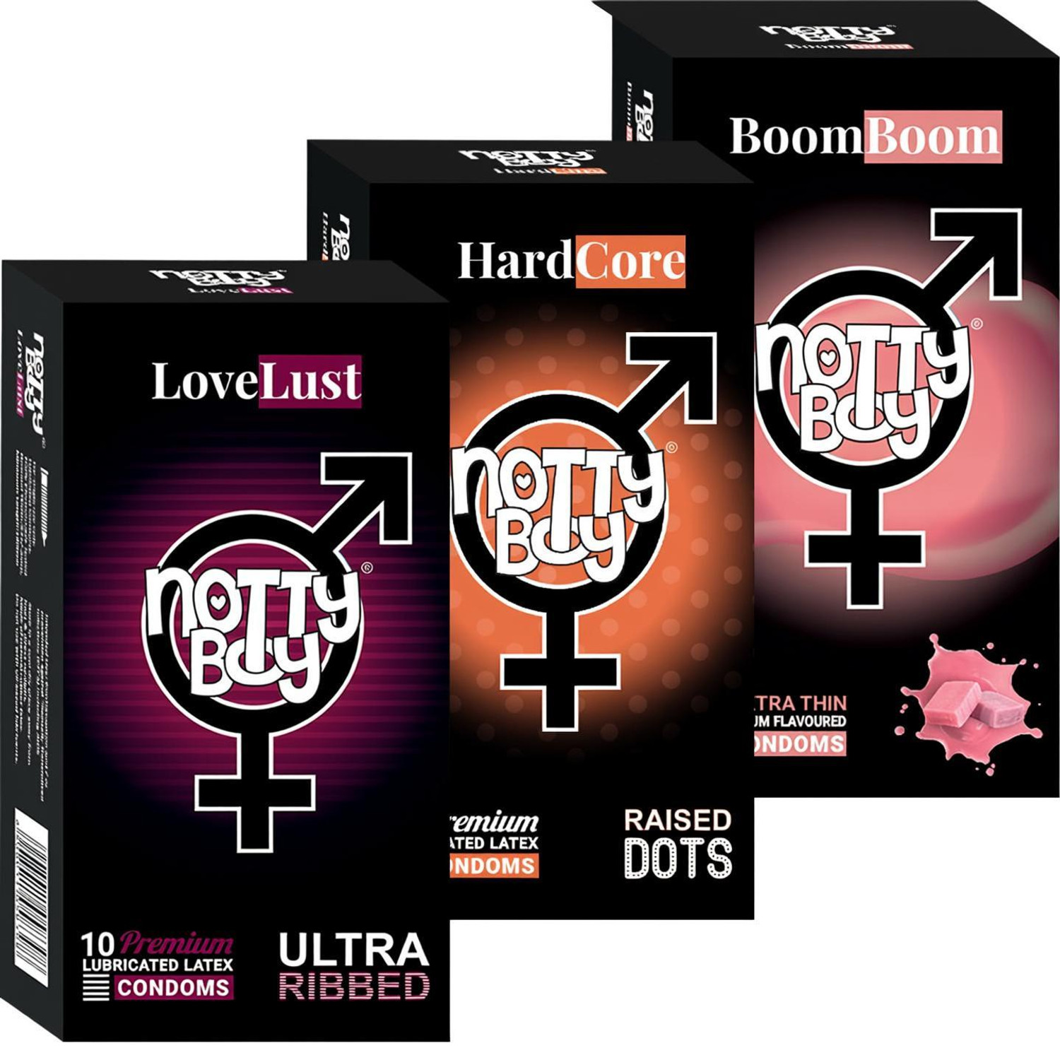 Image of NottyBoy Ultra Ribs Extra Ribbed Condom (Set of 10, 100 Sheets)