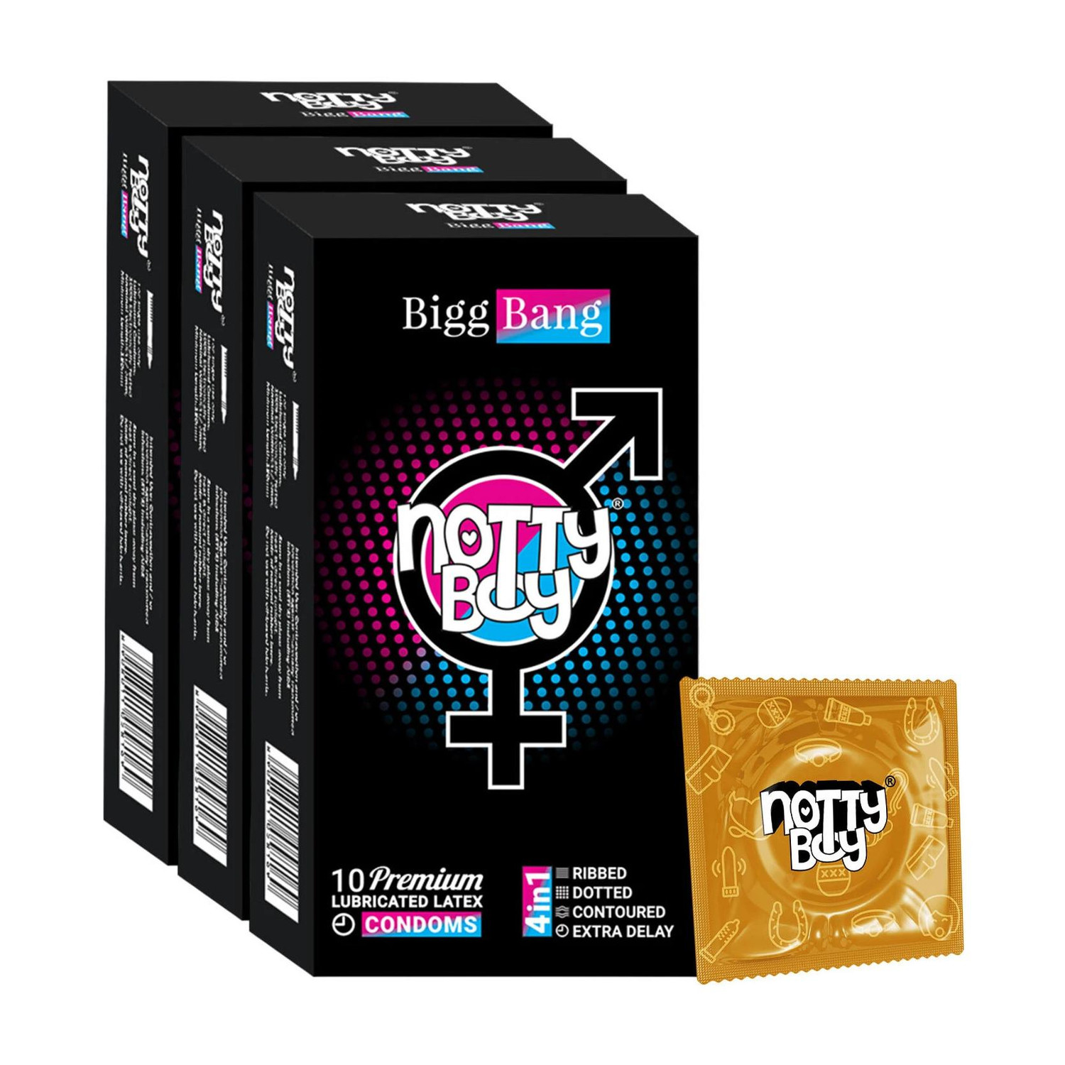 Image of NottyBoy Ultra Ribs Extra Ribbed Condom (Set of 10, 100 Sheets)
