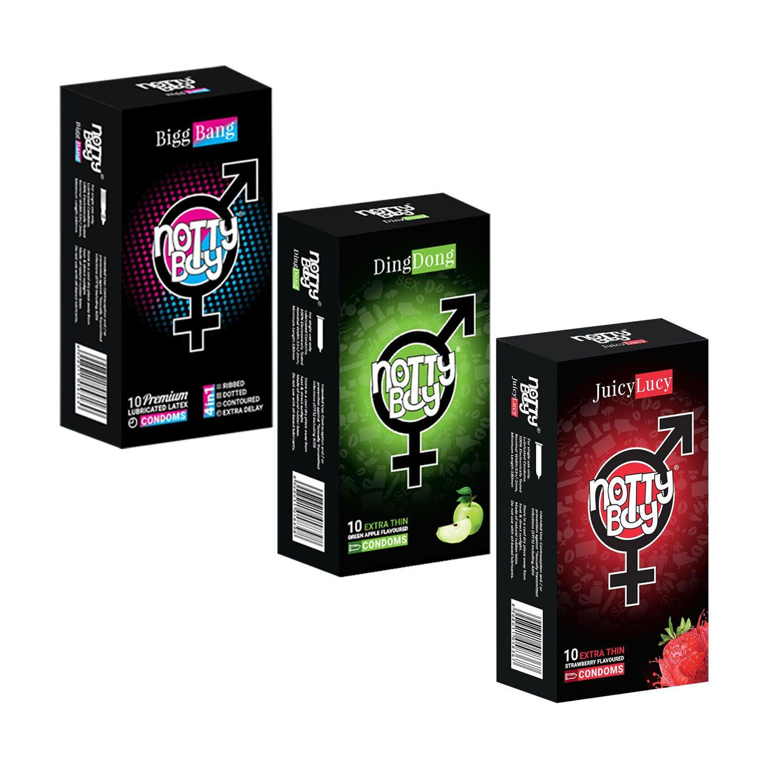 Image of NottyBoy Ultra Ribs Extra Ribbed Condom (Set of 10, 100 Sheets)
