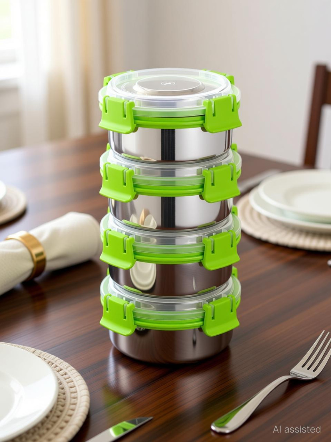 Image of Oliveware Steel Utility Container - 1900 ml (Pack of 3, Violet)