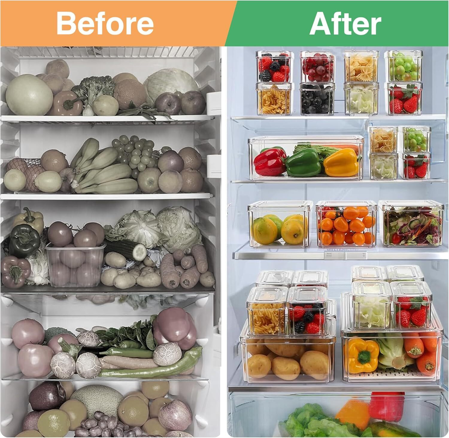 Image of BAREPEPE Plastic Fridge Container - 5700 ml, 1500 ml, 470 ml (Pack of 7, Clear)