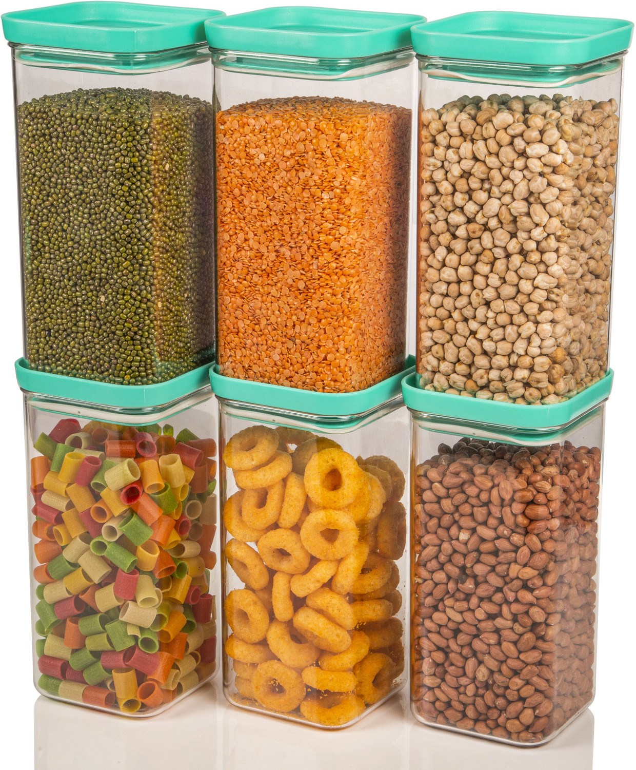 Image of CLOUDHEAD Plastic Grocery Container - 1100 ml (Pack of 6, Blue)