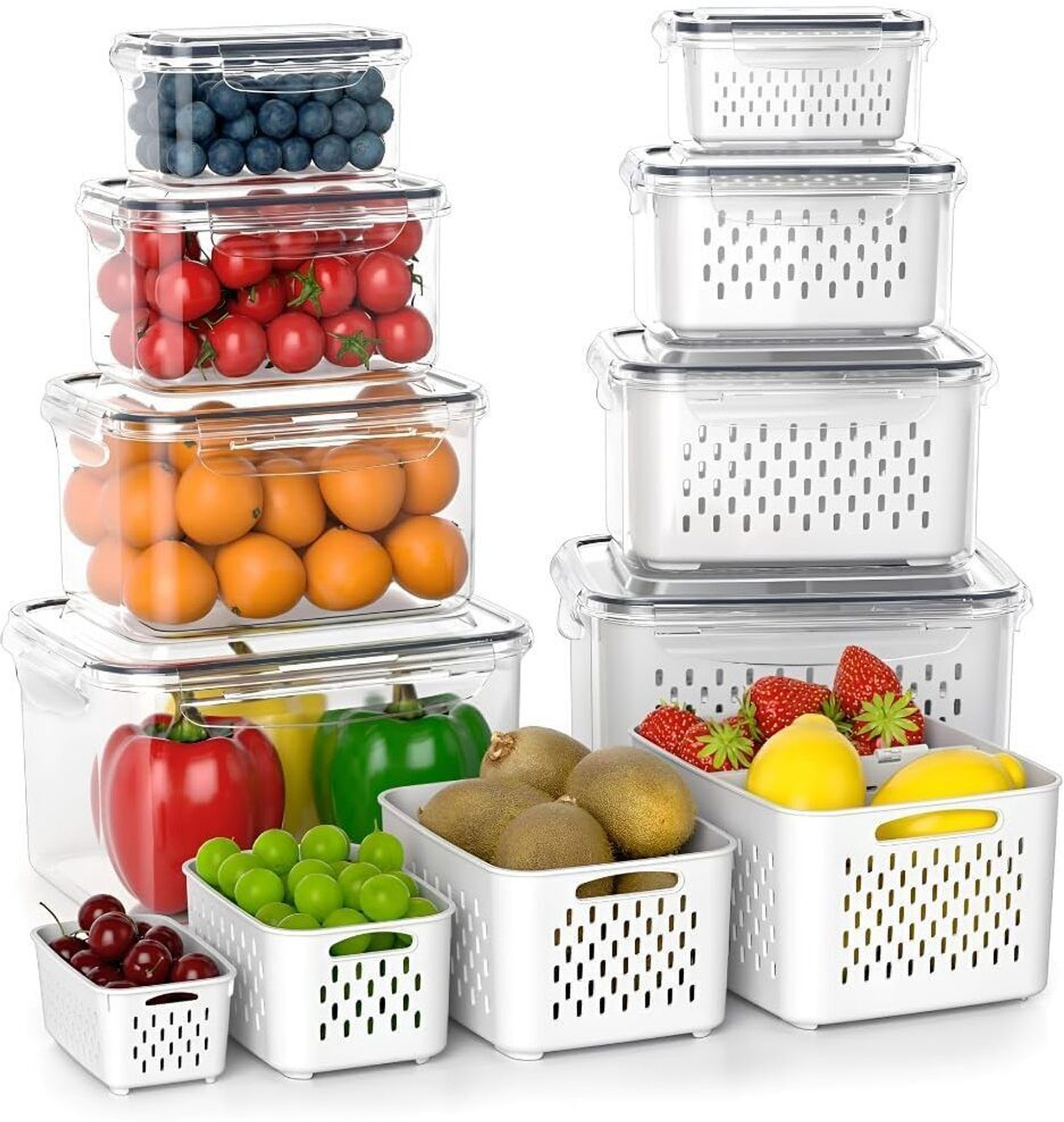 Image of BAREPEPE Plastic Fridge Container - 5700 ml, 1500 ml, 470 ml (Pack of 7, Clear)