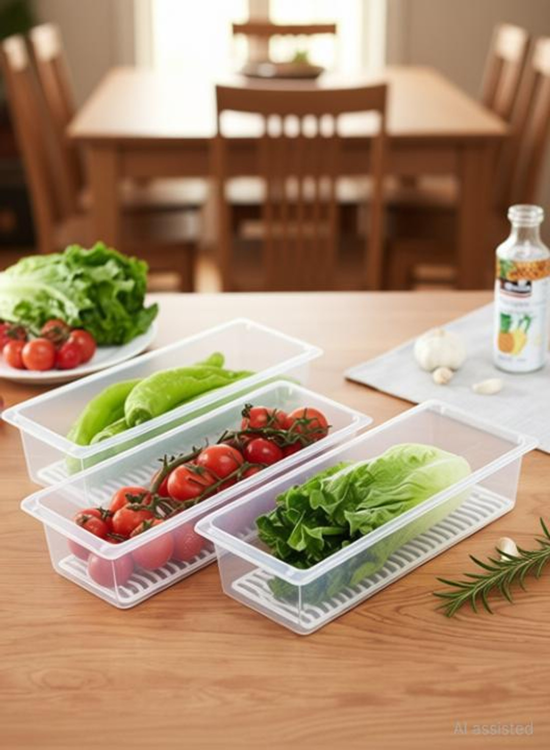 Image of meelana Plastic Fridge Container - 2550 ml (White)